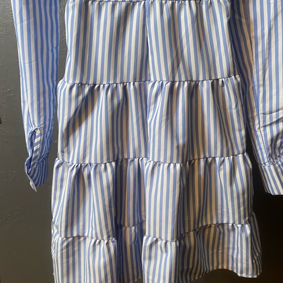 NO LABEL-Blue and White Striped Button Down Dress - Picture 12 of 16